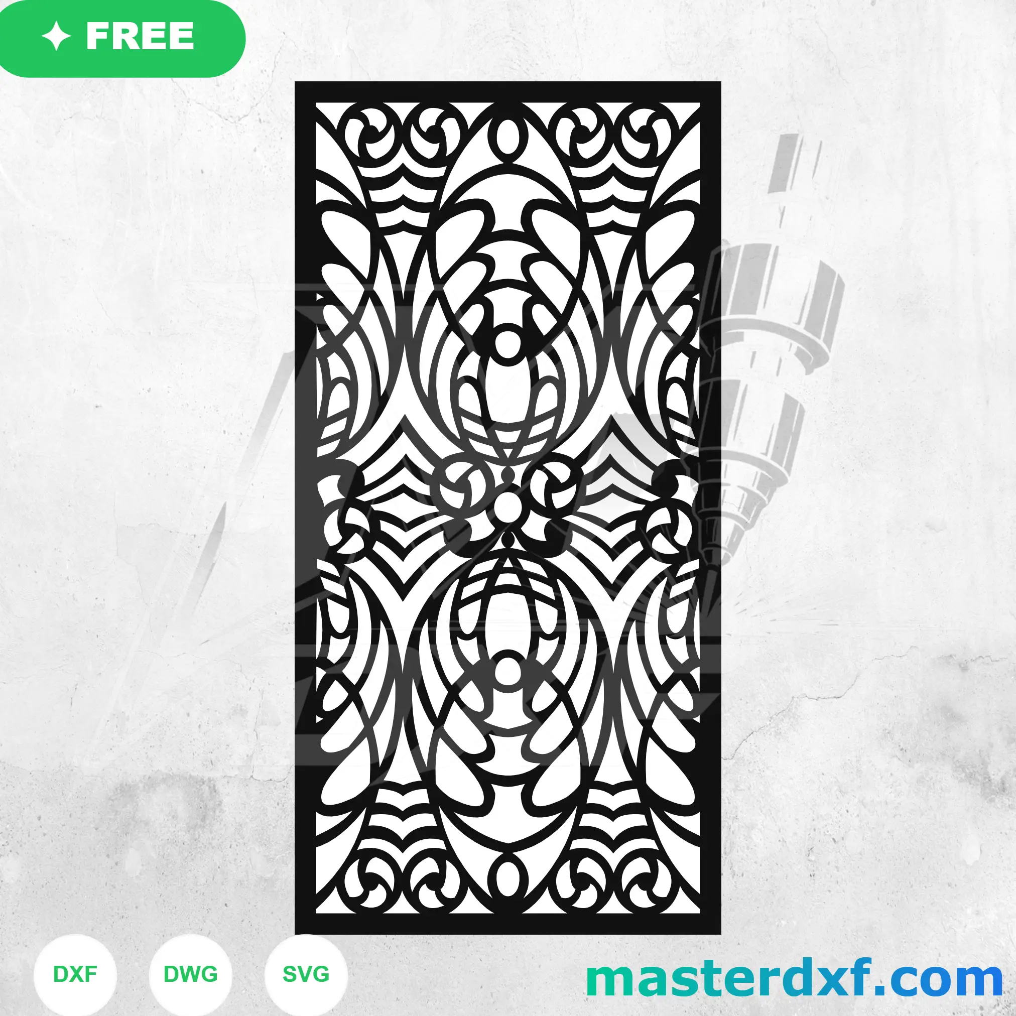 Ornate Leaf Medallion DXF Panel with Art Nouveau Flair DXF File